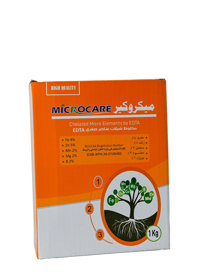 Microcare Mix EDTA/ Iron (Fe) / Zinc (Zn) / Manganese (Mn) / Magnesium (Mg) / Boron (B) Soluble Microelements Microgranules Fertilizer For Fruits, Plants & Vegetable - 1Kg